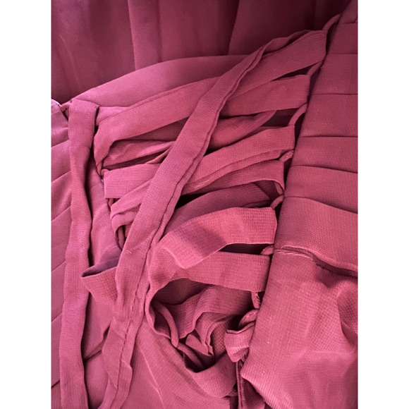 DRESS Sale Formal Dress Womens Maroon A Line Chiffon Short Sleeve Dress Sz 10 - Picture 7 of 7